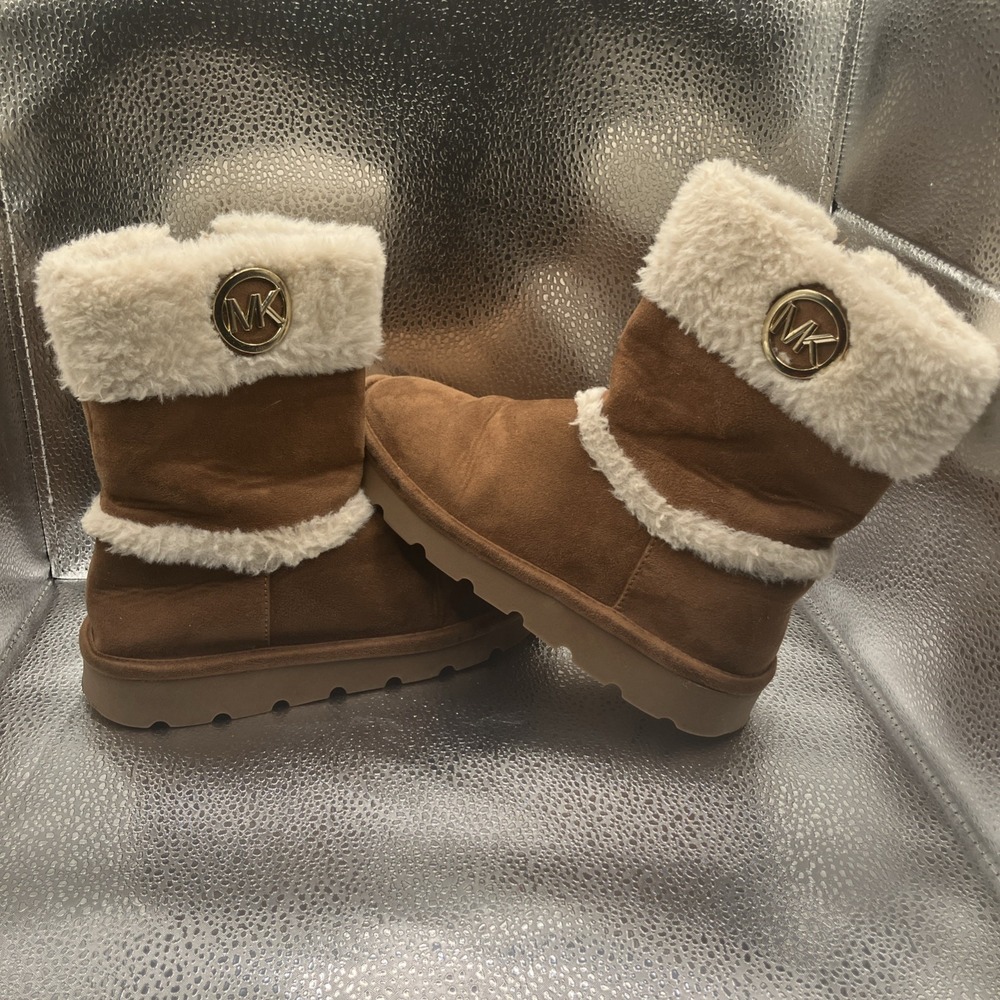 Girls MICHAEL KORS brown boots with faux fur trim Size 1 - Picture 6 of 10